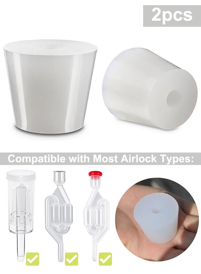 DMYRDH 2pcs Fermentation Silicone Stopper Drilled Plug With Hole for Airlock Valve Home Brew Bubbler Wine Making Rubber Stopper Replacements